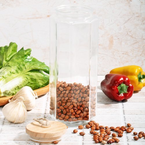 Kosova CAM-556 Bambu Kapaklı Cam Kavanoz Jumbo Boy