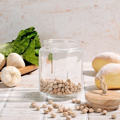 Kosova CAM-559 Bambu Kapaklı Cam Kavanoz Küçük