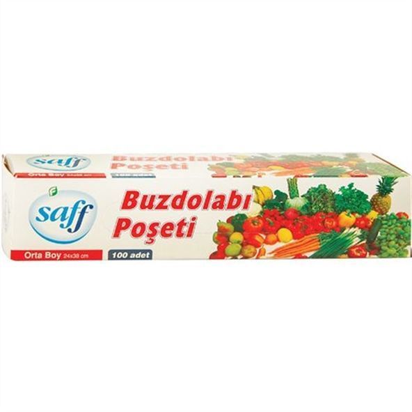 Saff Buzdolabı Poşeti Orta Boy 100 Adet 24 x 38 cm