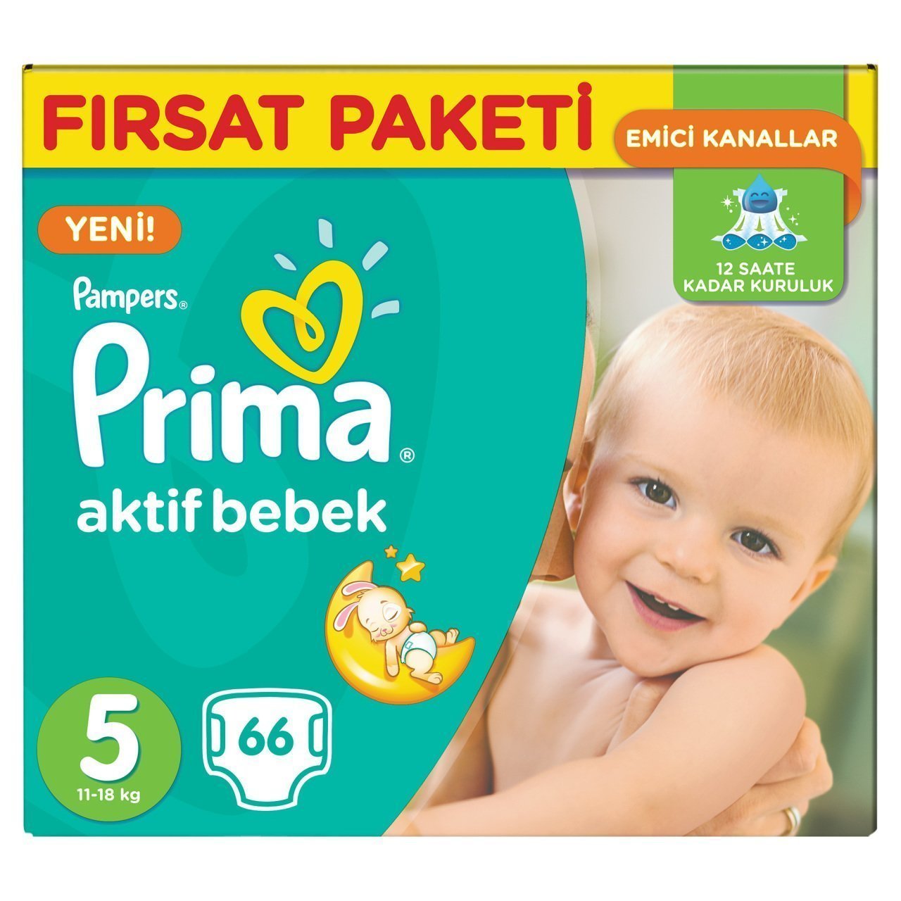 Prima Bebek Bezi Aktif Bebek 5 Beden Junior Hiper Ekonomik Paket 66 Adet