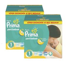 Prima Bebek Bezi Aktif Bebek 1 Beden Yenidoğan Hiper Ekonomik 2'li Paket 276 Adet