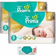 Prima Premium Care No:5 Bebek Bezi 2 ’li Mega Paket 84 Adet 56 'lı Islak Havlu Hediyeli