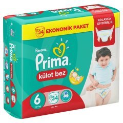 Prima Külot Bebek Bezi Ekonomik Paket 6 Beden 34 Adet