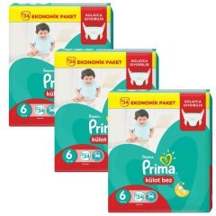 Prima Külot Bebek Bezi Aylık Paket 6 Beden 102 Adet