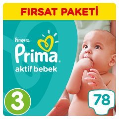 Prima Aktif Bebek Bezi Fırsat Paketi 3 Beden Midi 78 Adet