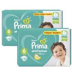 Prima Aktif Bebek Bezi 6 Numara Aylık Paket 92 Adet