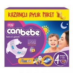 Canbebe Aylık Paket Bebek Bezi 7-14 kg No:4 Maxi 140 Adet