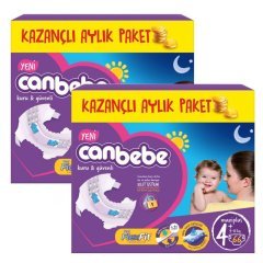 Canbebe Aylık Paket Bebek Bezi 9-16 kg No:4 Plus Maxi Plus 132 Adet