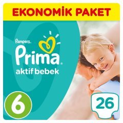 Prima Bebek Bezi Aktif Bebek Ekonomik Paketi 6 Beden 26 Adet