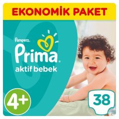 Prima Bebek Bezi Aktif Bebek Ekonomik Paketi 4+ Beden 38 Adet