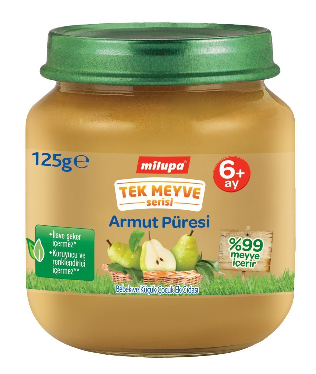Milupa Tek Meyve Serisi Kavanoz Maması Armut Püresi 125 gr 6 + Ay