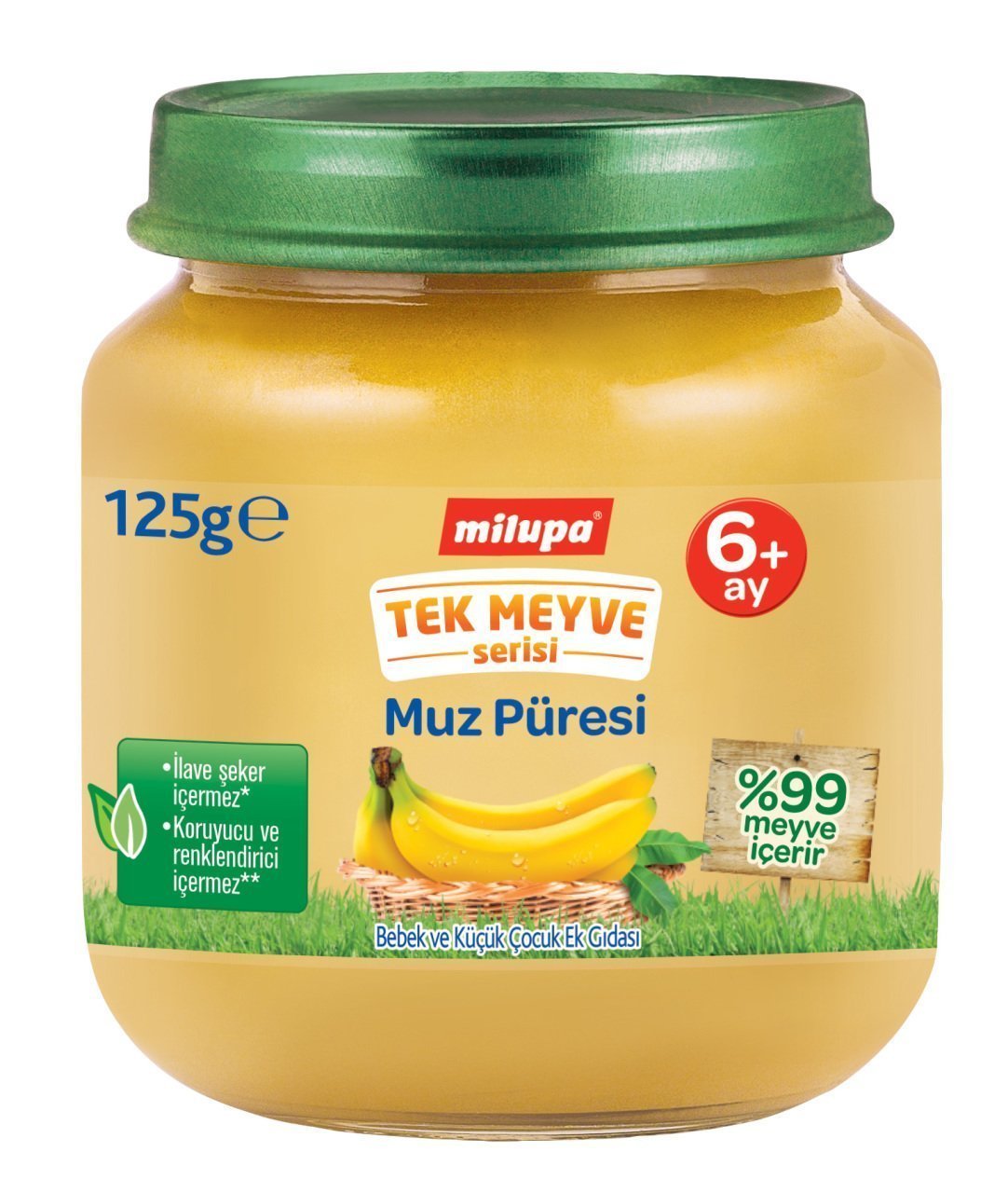Milupa Tek Meyve Serisi Kavanoz Maması Muz Püresi 125 gr 6 + Ay