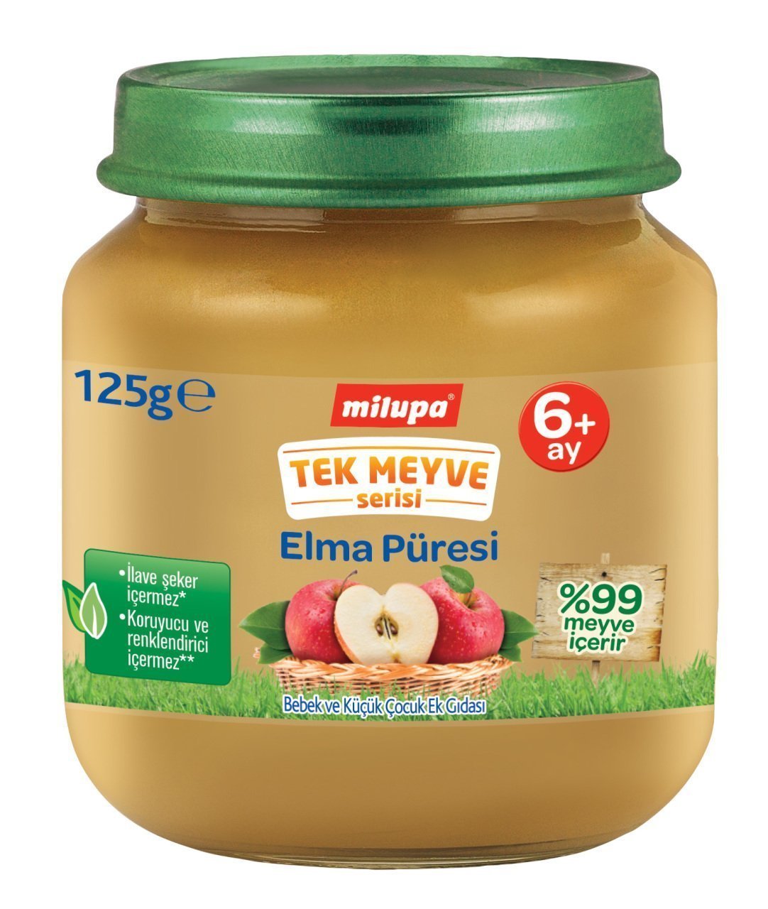 Milupa Tek Meyve Serisi Kavanoz Maması Elma Püresi 125 gr 6 + Ay