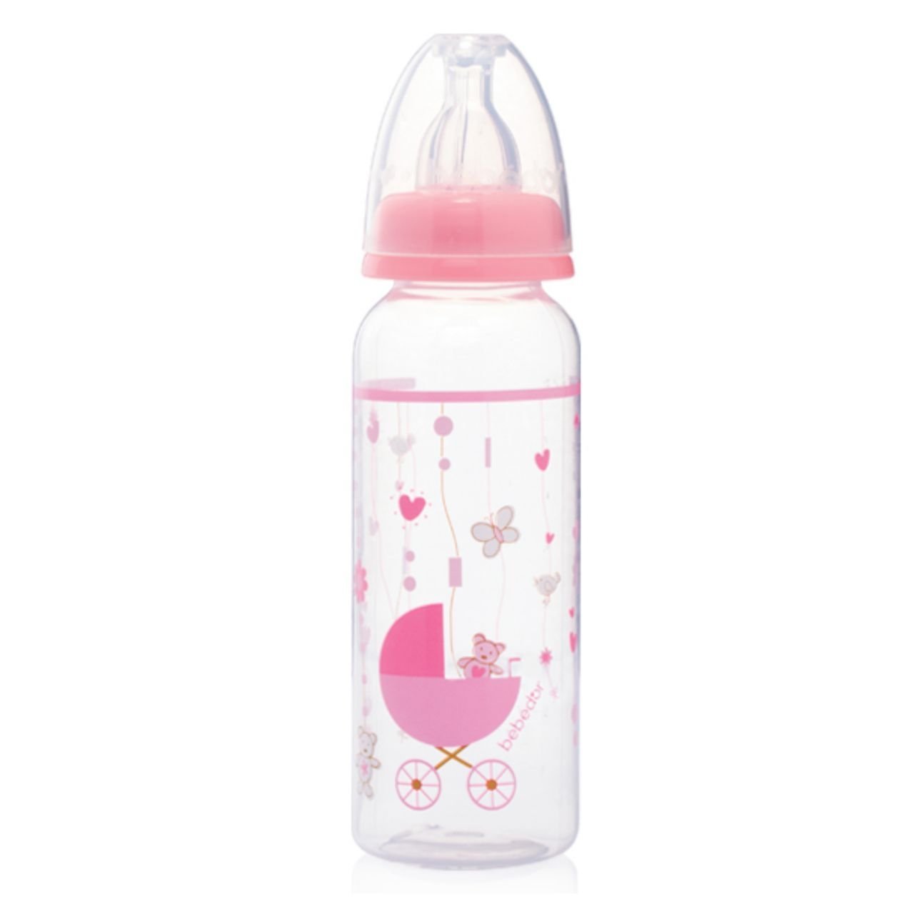 Bebedor 24302 Desenli PP Biberon Orta Akış 3+ Ay 250 ml Pembe