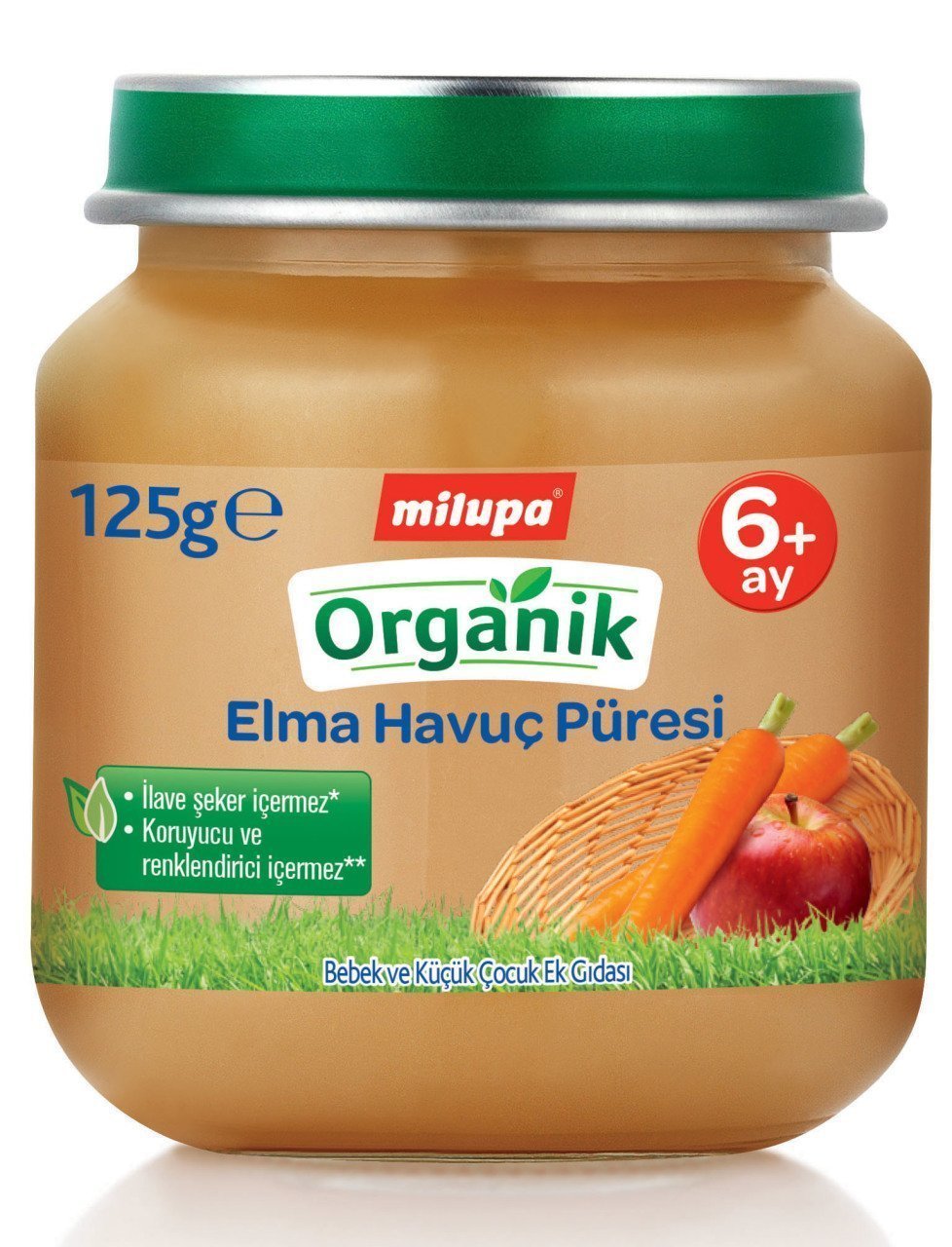 Milupa Organik Kavanoz Maması Elmalı Havuçlu 125 gr 6 + Ay