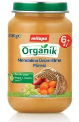 Milupa Organik Kavanoz Maması Mandalina Üzüm Elma 200 gr 6 + Ay