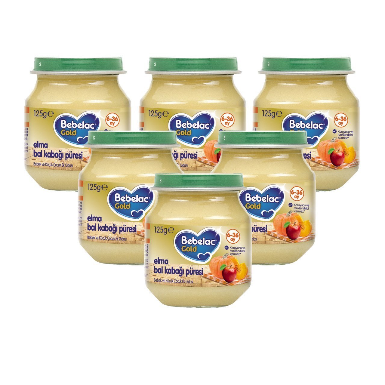 Bebelac Gold Kavanoz Maması Elma Bal Kabağı Püresi 125 gr x 6 Adet