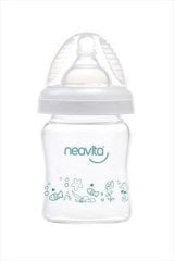 Neavita 16111 Geniş Ağızlı Cam Biberon 120 ml 0 + Ay Pembe