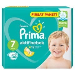 Prima Aktif Bebek Bezi Fırsat Paketi 7 Beden Large 36 Adet