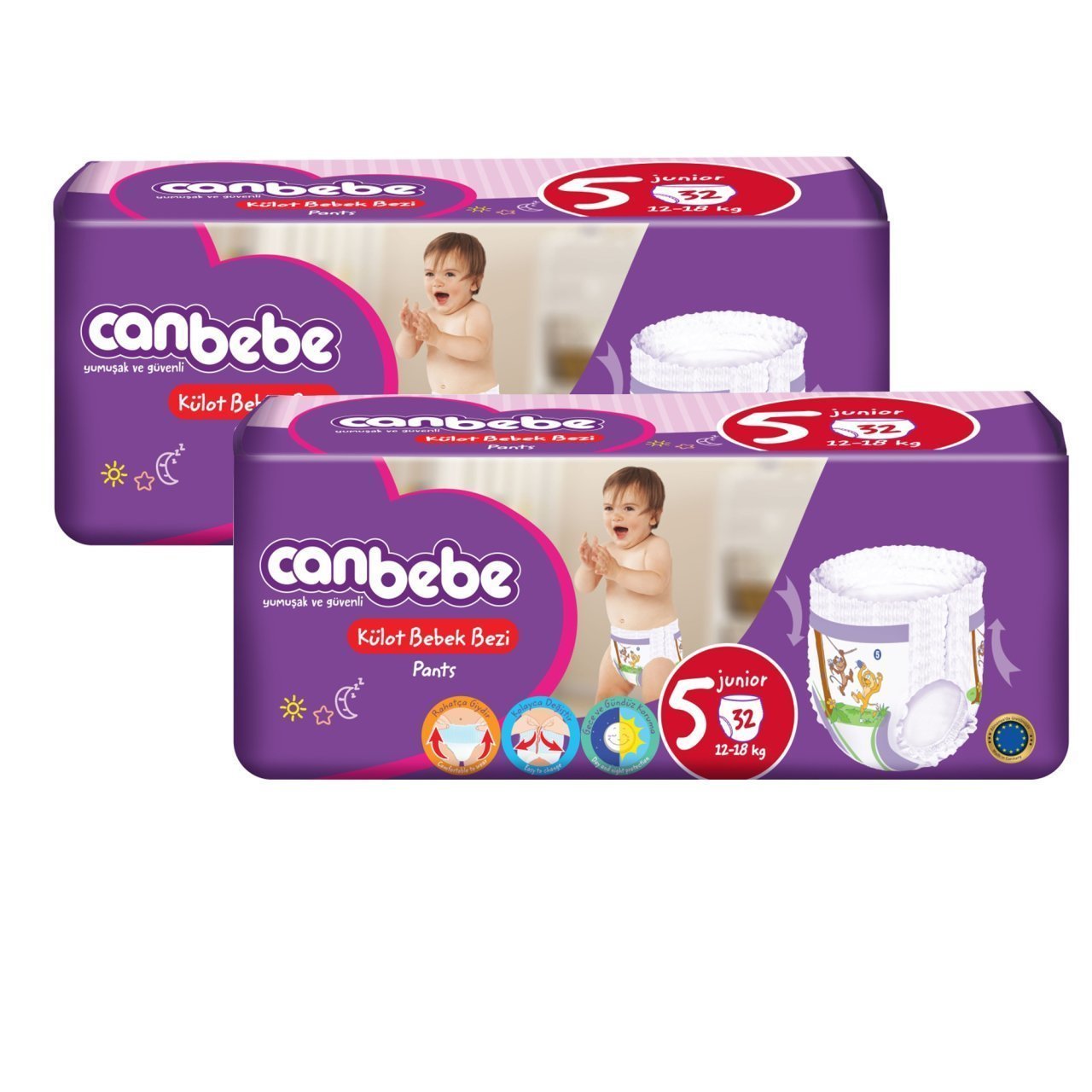 Canbebe Külot Bebek Bezi 5 Beden 2' li 64 Adet