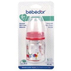 Bebedor 35301 Desenli Mini Cam Biberon 0+ Ay 60 ml Kırmızı