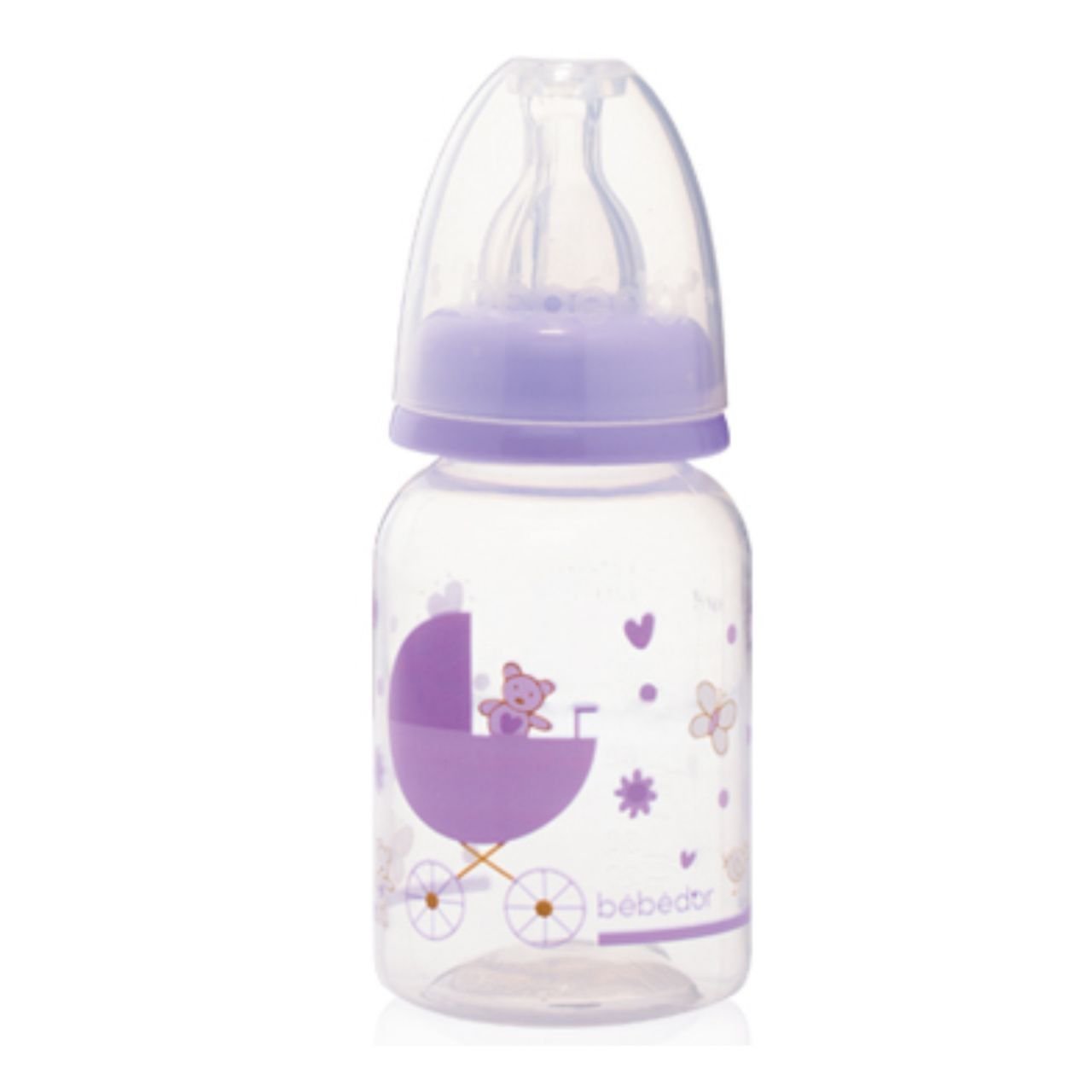 Bebedor 23302 Desenli Biberon Orta Akış 3+ Ay 125 ml Mor