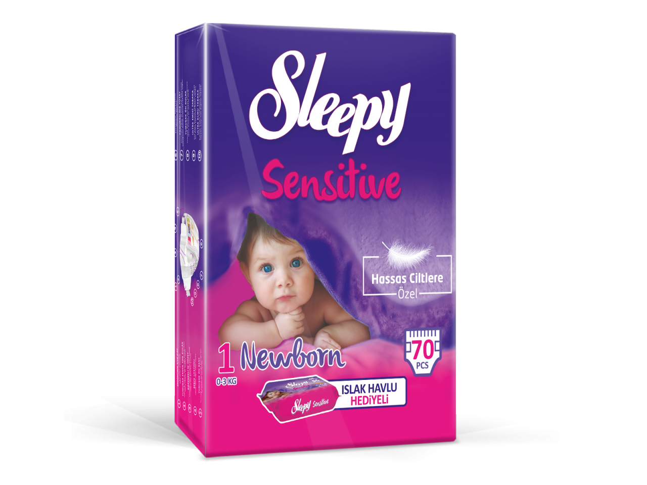 Sleepy Sensitive No:1 Yenidoğan 70 Adet Bebek Bezi