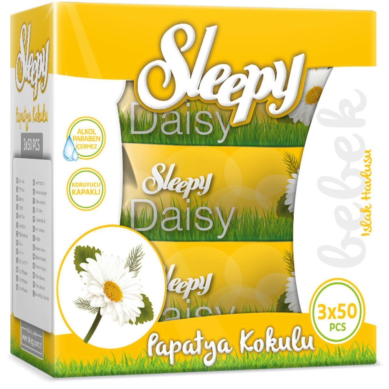 Sleepy Papatya Kokulu Islak Mendil 3 x 50 Adet