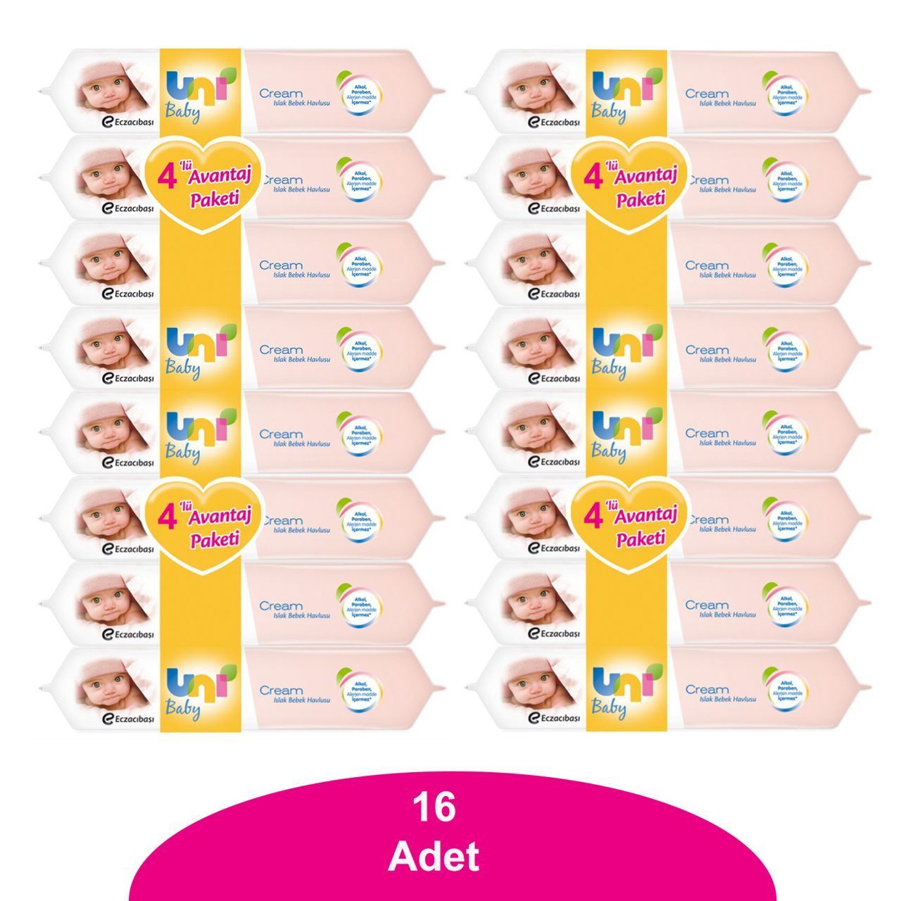 Uni Baby Cream Islak Bebek Havlusu 16 Adet