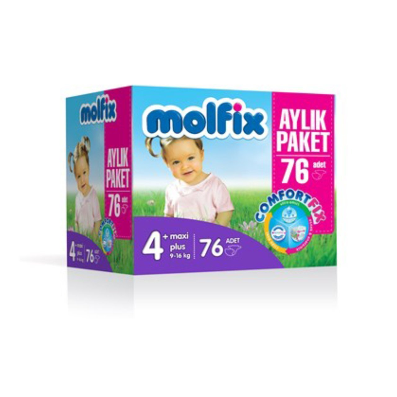 Molfix Comfort Fix No:4+ Maxi Plus 76 Adet Aylık Paket Bebek Bezi
