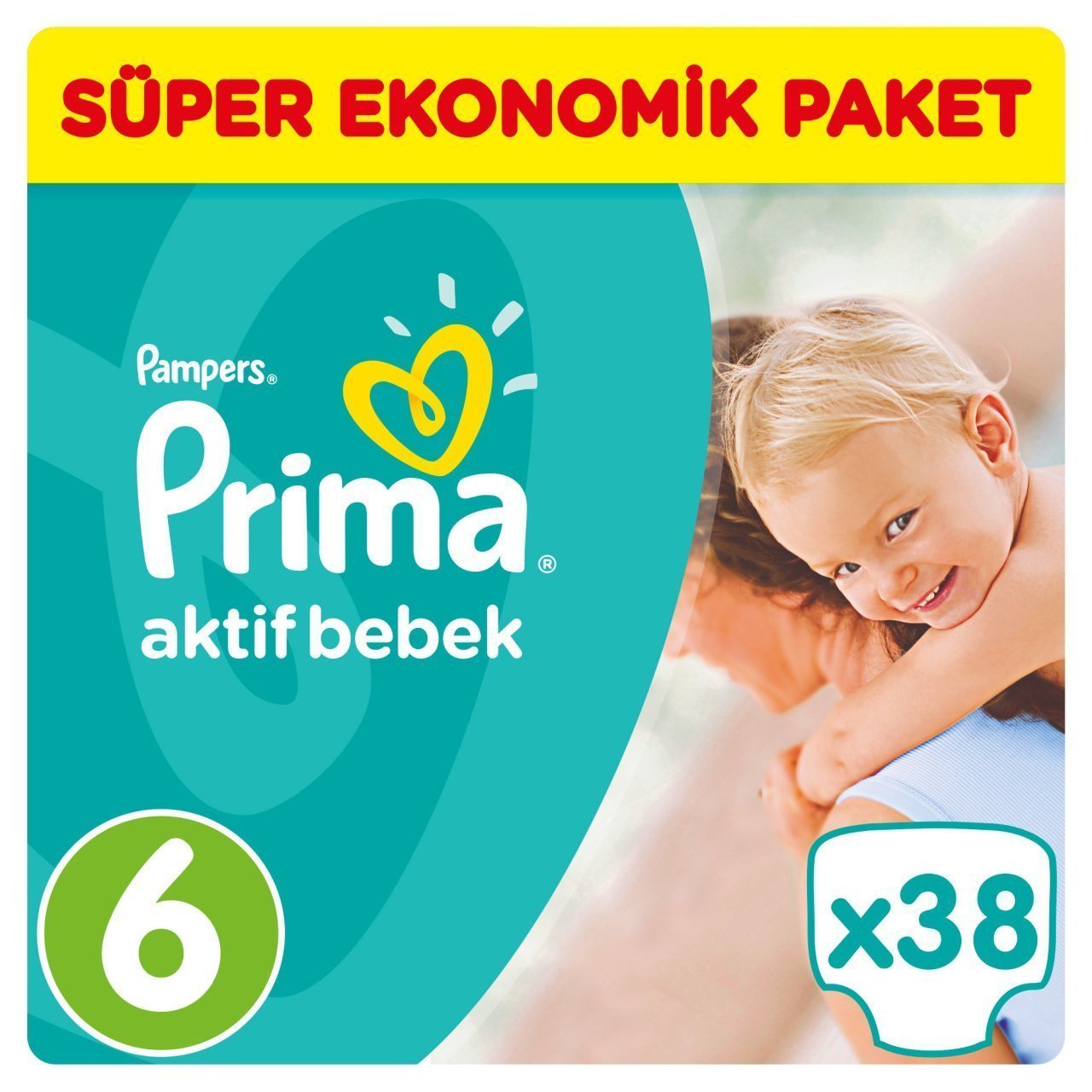 Prima Bebek Bezi Aktif Bebek Süper Ekonomik Paket 6 Beden 38 Adet