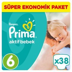 Prima Bebek Bezi Aktif Bebek Süper Ekonomik Paket 6 Beden 38 Adet