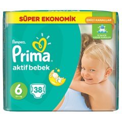 Prima Bebek Bezi Aktif Bebek Süper Ekonomik Paket 6 Beden 38 Adet