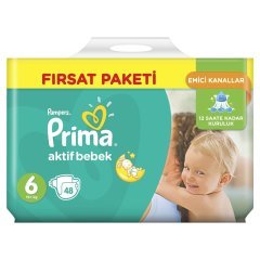 Prima Bebek Bezi Aktif Bebek Fırsat Paketi 6 Beden 48 Adet
