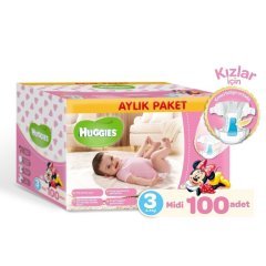 Huggies Kızım için Aylık Paket Bebek Bezi No 3 Midi 100 Adet