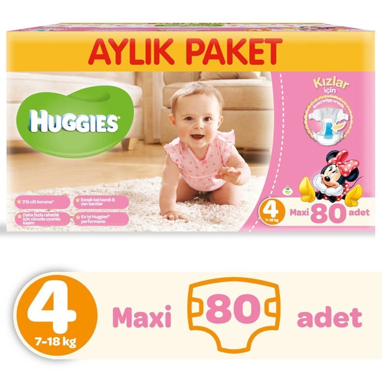 Huggies Kızım için Aylık Paket Bebek Bezi No 4 Maxi 80 Adet