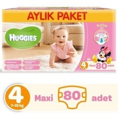 Huggies Kızım için Aylık Paket Bebek Bezi No 4 Maxi 80 Adet