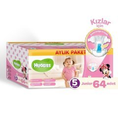 Huggies Kızım için Aylık Paket Bebek Bezi No 5 Junior 64 Adet