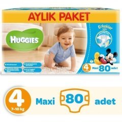 Huggies Oğlum için Aylık Paket Bebek Bezi No 4 Maxi 80 Adet