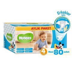 Huggies Oğlum için Aylık Paket Bebek Bezi No 4 Maxi 80 Adet