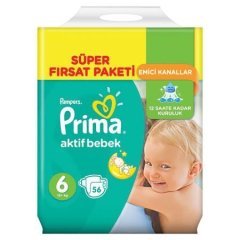 Prima Bebek Bezi Aktif Bebek Süper Fırsat Paketi 6 Beden 56 Adet