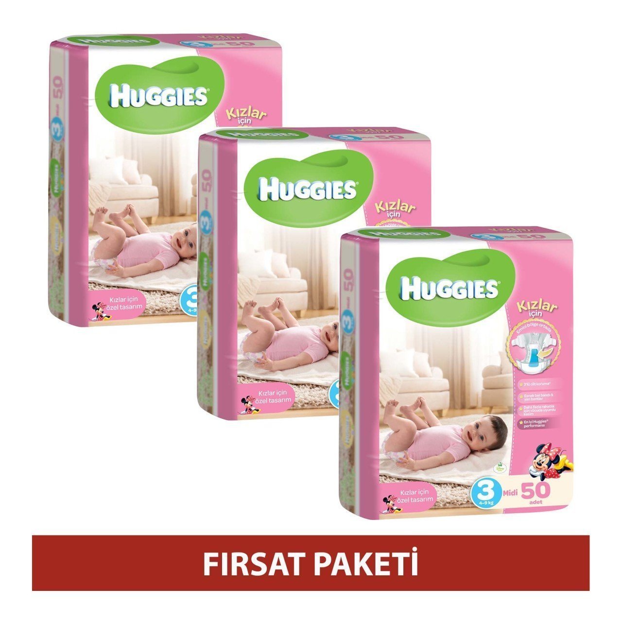 Huggies Bebek Bezi Midi No:3 Kız 150 Adet