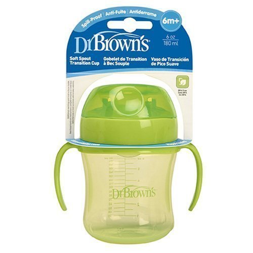 Dr. Brown's 61001 Yumuşak Uçlu Alıştırma Bardağı 6+ Ay 180 ml Yeşil