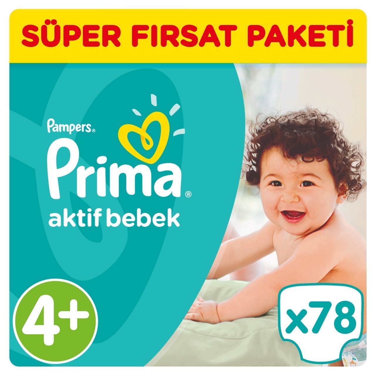 Prima Bebek Bezi Aktif Bebek Süper Fırsat Paketi 4+ Beden 78 Adet