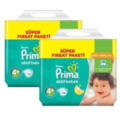 Prima Bebek Bezi Aktif Bebek Mega Fırsat Paketi 4+ Beden 156 Adet