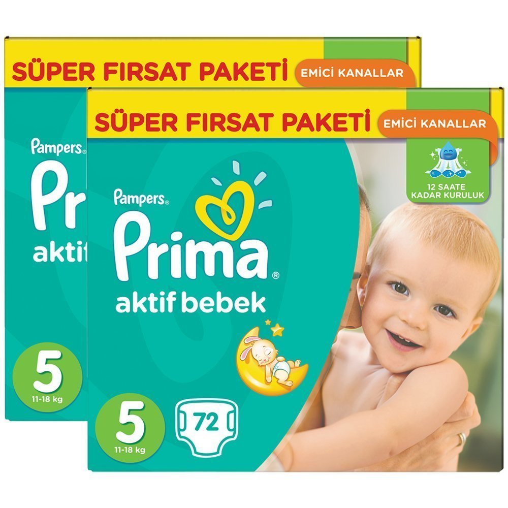 Prima Bebek Bezi Aktif Bebek Mega Fırsat Paketi 5 Beden 144 Adet