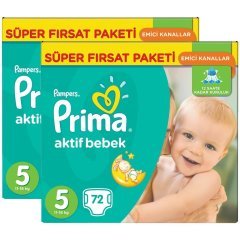 Prima Bebek Bezi Aktif Bebek Mega Fırsat Paketi 5 Beden 144 Adet