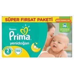 Prima Bebek Bezi Yenidoğan Mega Fırsat Paketi 2 Beden 304 Adet