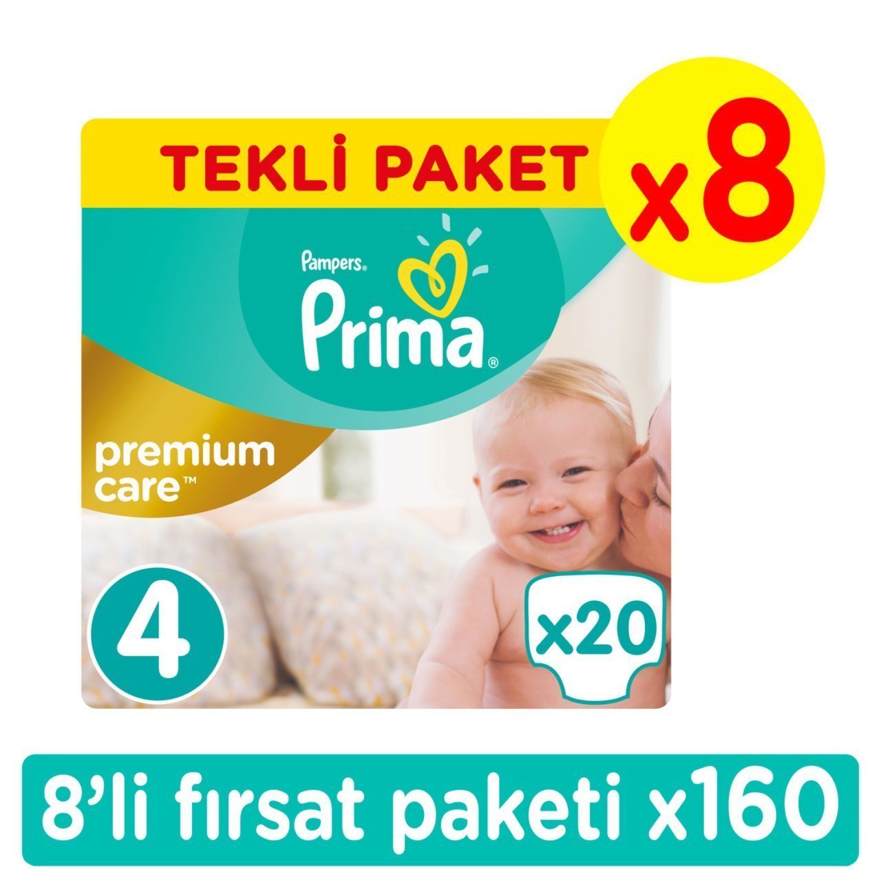 Prima Premium Care Maxi Bebek Bezi 4 Beden Fırsat Paketi 160 Adet