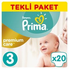 Prima Premium Care Bebek Bezi Tekli Paket 3 Beden 20 Adet